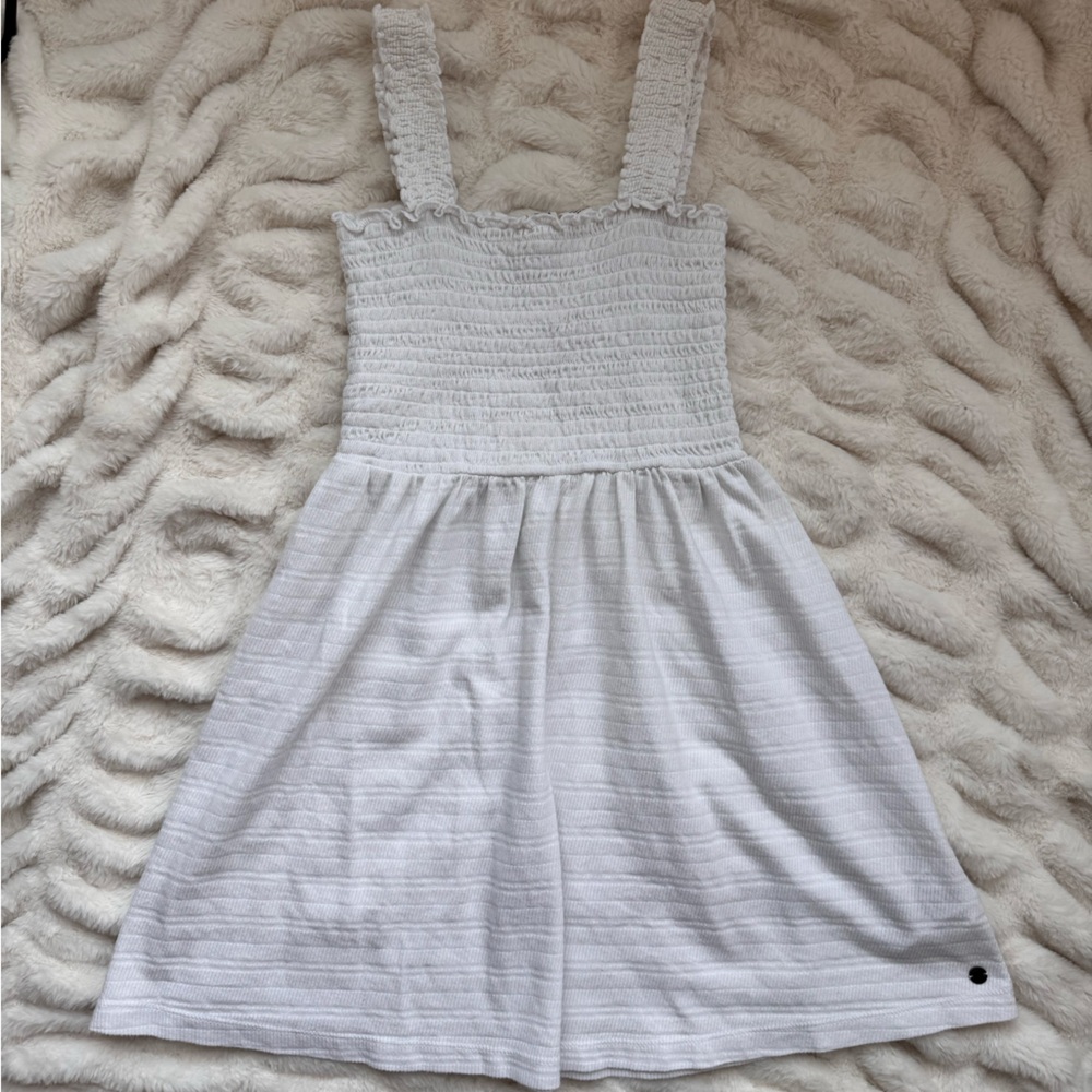 Roxy White Smocked Sleeveless Sundress